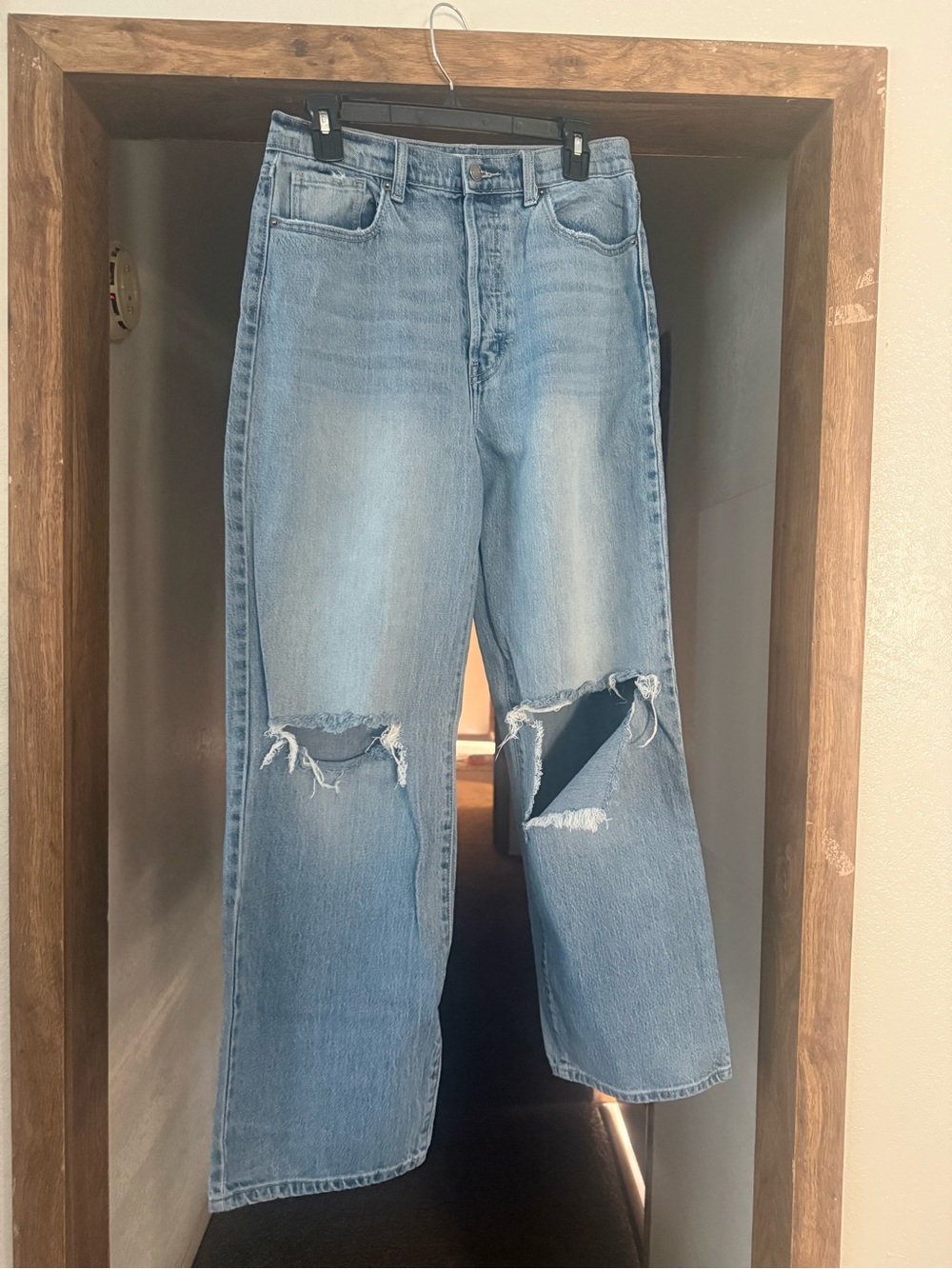 Cello Light Blue Straight Leg Distressed Jeans